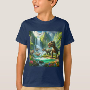 Camiseta Niños AI Art Dinosaurios Tropical Green