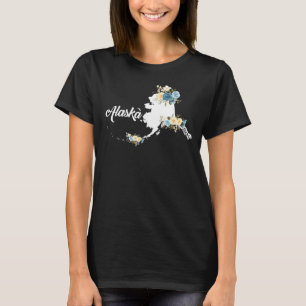 Camiseta Niños Alaska Mapa del estado de origen Flor de org
