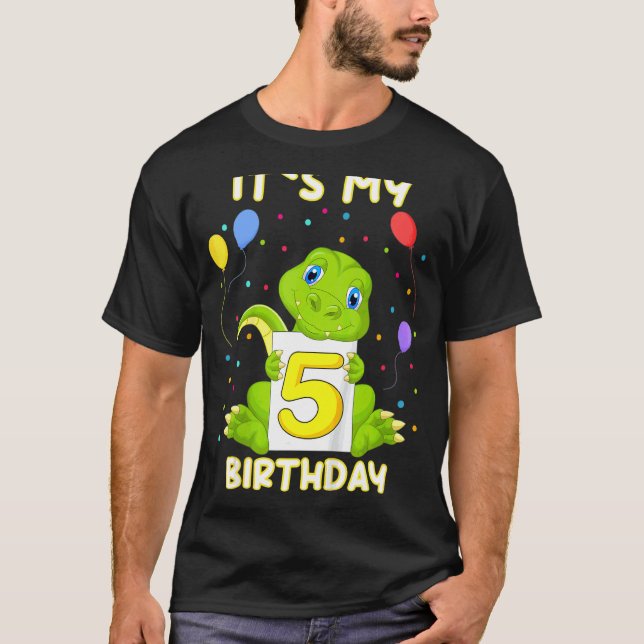 Camiseta Niños Alineador de pequeños cocodrilos 5 cumpleaño (Anverso)