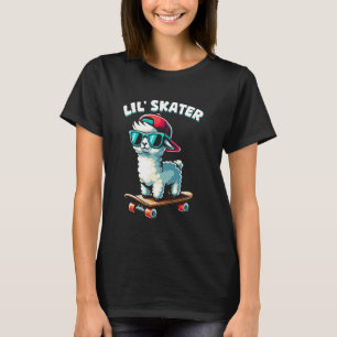 Camiseta Niños Alpaca En Una Patineta Skater Chicos