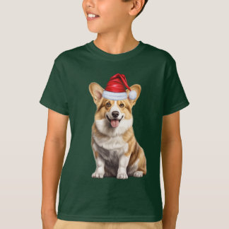 Camiseta Niños Amante Perro Corgi Galés Navidad Divertida