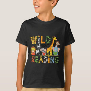 Camiseta Niños amantes de la lectura leyendo libros salvaje