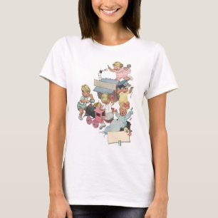 Camiseta Niños antiguos divirtiéndose jugando con trenes de