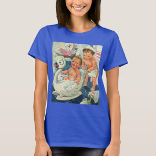 Camiseta Niños antiguos jugando con burbujas en bañera de c