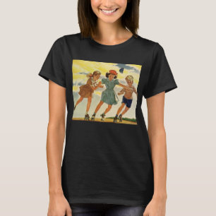 Camiseta Niños Antiguos, Niñas Diversión Patinaje Sobre Rue