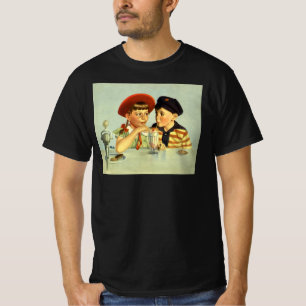 Camiseta Niños antiguos, niño y niña compartiendo un batido
