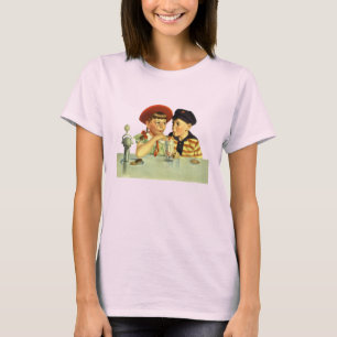 Camiseta Niños antiguos, niño y niña compartiendo un batido