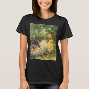 Camiseta Niños Antiguos, Niño y Niña Jugando junto al Arroy