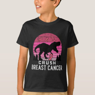 Camiseta Niños aplastan el cáncer de mama Trex Rosa Concien