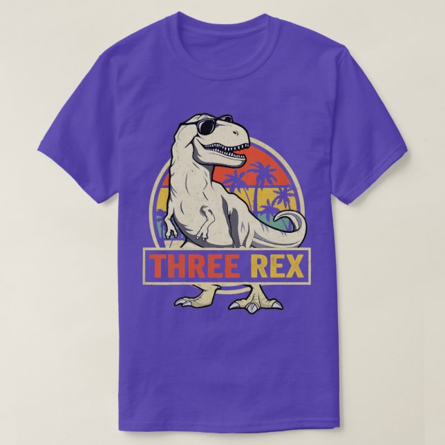 Camiseta Niños aquí Rex Tercer cumpleaños tercer dinosaurio (Diseño del anverso)