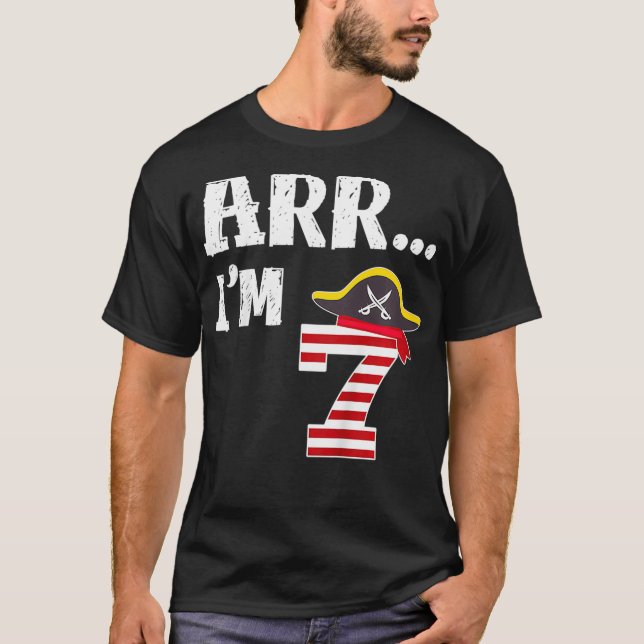 Camiseta Niños Arren Im 7 T Pirata Tema 7 Cumpleaños Pa (Anverso)
