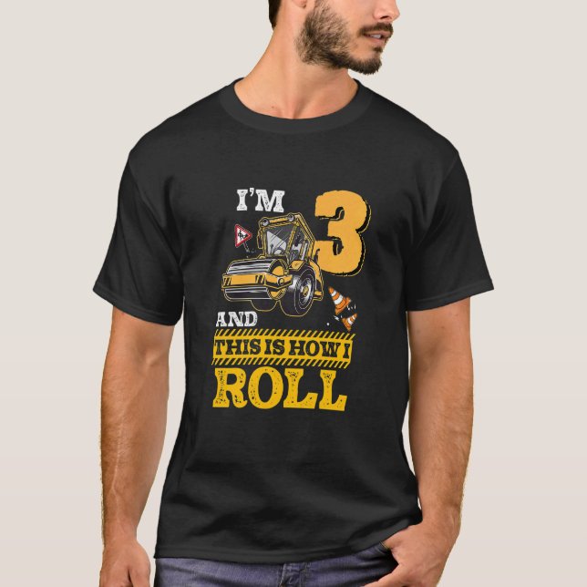 Camiseta Niños Así Es Como Monto El Roller De Asfalto De 3  (Anverso)