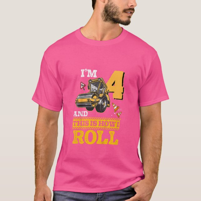 Camiseta Niños Así Es Como Monto El Roller De Asfalto De 4  (Anverso)