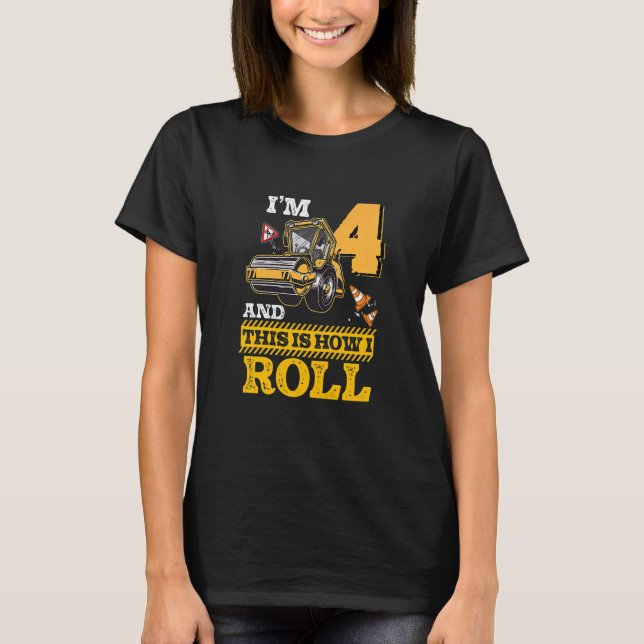 Camiseta Niños Así Es Como Monto El Roller De Asfalto De 4  (Anverso)