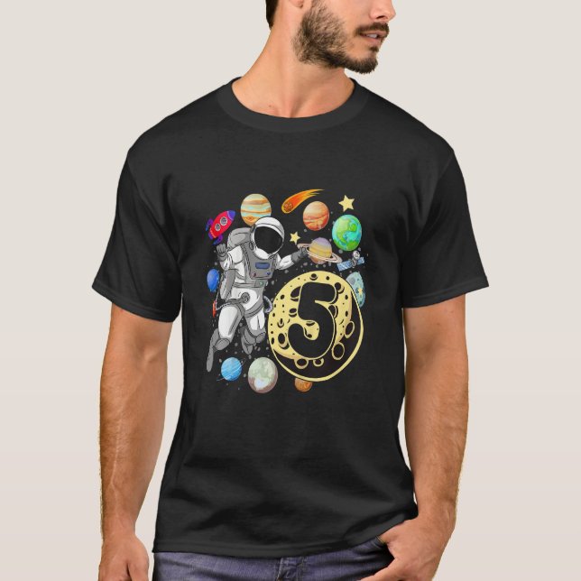 Camiseta Niños Astronauta de cumpleaños de 5 años de edad (Anverso)