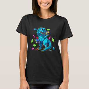 Camiseta Niños Autismo Dinosaurio Rex Lindo Dinosaurios