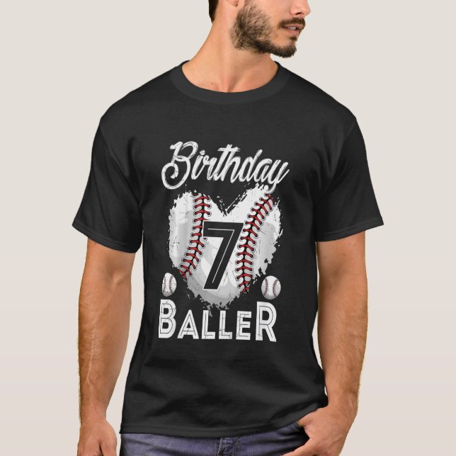 Camiseta Niños Baller de Cumpleaños Béisbol de 7 años 7ª Bd (Anverso)