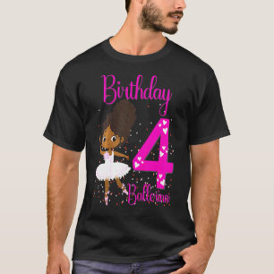 Camiseta Niños Ballerina Negra Tema del cuarto cumpleaños F