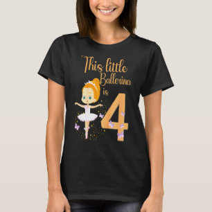Camiseta Niños Ballerina Tema del cuarto cumpleaños Fiesta 