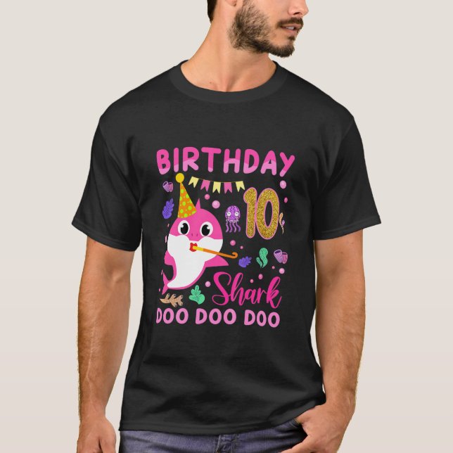 Camiseta Niños Bebé Cute Tiburón 10 Años Chica 10 Años (Anverso)