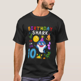 Camiseta Niños Bebé Cute Tiburón 10 Años Chica 10 Años