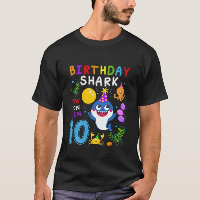 Camiseta Niños Bebé Cute Tiburón 10 Años Chica 10 Años (Anverso)