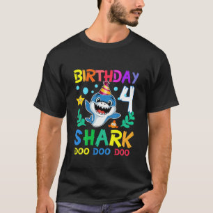 Camiseta Niños bebé lindo tiburón niño cumpleaños de 4 años