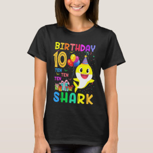Camiseta Niños bebé tacita tiburón 10 cumpleaños Chica 10 a
