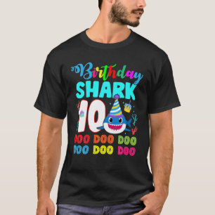 Camiseta Niños Bebé Tiburón De 10 Años Doo De Cumpleaños