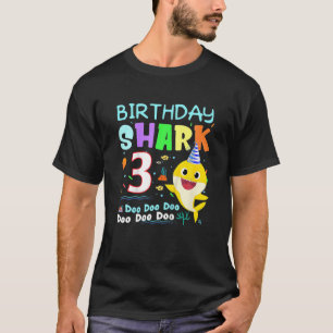 Camiseta Niños Bebé Tiburón De 3 Años Tercer Cumpleaño