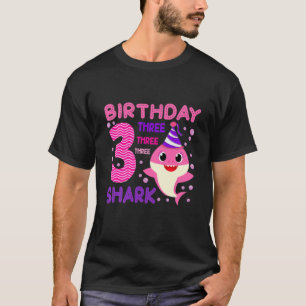 Camiseta Niños Bebé Tiburón De 3 Años Tercer Cumpleaños Doo
