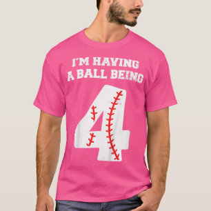 Camiseta Niños Béisbol de 4 años Cumpleaños 4º CumpleañosNi