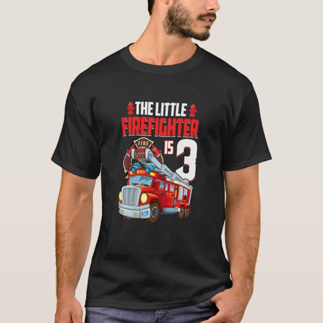 Camiseta Niños bomberos de 3 años Fiesta de cumpleaños Tr (Anverso)