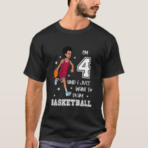 Camiseta Niños Boy juega baloncesto, tengo 4 años