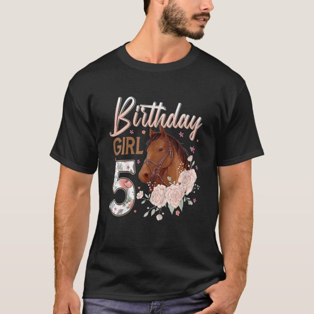 Camiseta Niños Caballo 5 Chica de cumpleaños B día 5 años (Anverso)