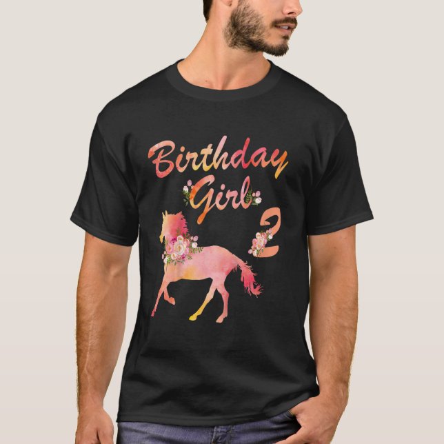 Camiseta Niños Caballos Segundo Cumpleaños Para Chicas Aman (Anverso)