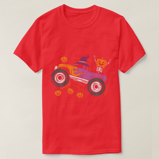 Camiseta Niños Calabaza Monstruo Camión Niño Niños Bebés Ha (Diseño del anverso)