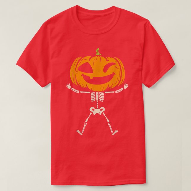 Camiseta Niños Calabaza Skeleton Cute Spooky Niños Hal (Diseño del anverso)