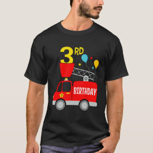 Camiseta Niños Camión De Fuego Tercer Niño De Cumpleaños Ni