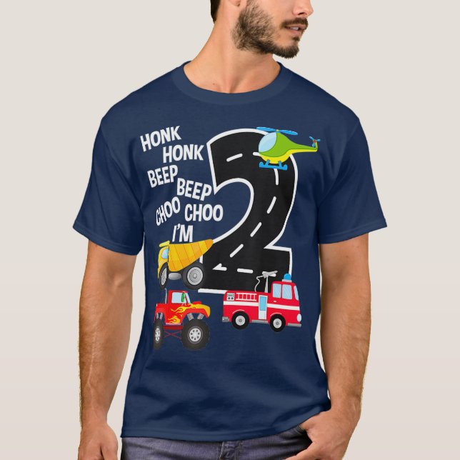 Camiseta Niños Camiones Segundo Fiesta De Cumpleaños Niño D (Anverso)