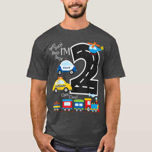 Camiseta Niños Camiones Tren al segundo Fiesta de cumpleaño