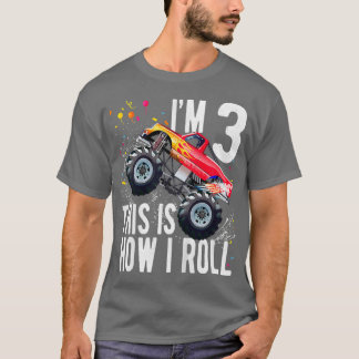 Camiseta Niños Camisas de 3 años Monstruo Tru de niño de 3 