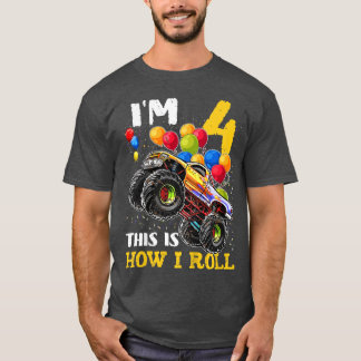 Camiseta Niños Camisas de 4 años Monstruo Tru de niño de 4