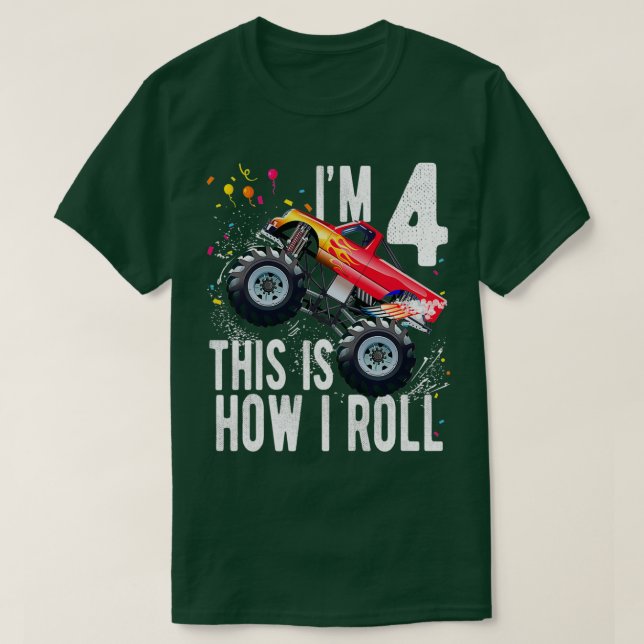 Camiseta Niños Camisas de 4 años Monstruo Tru de niño de 4  (Diseño del anverso)