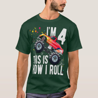 Camiseta Niños Camisas de 4 años Monstruo Tru de niño de 4 