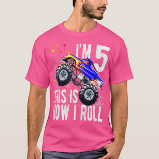 Camiseta Niños Camisas de 5 años 5º cumpleaños Monster Tru