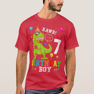 Camiseta Niños Camisas de 7 años 7 cumpleaños T Rex Dinos