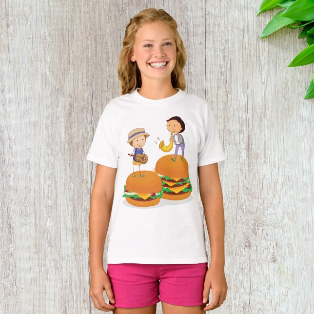 Camiseta Niños cantando música en hamburguesas de queso gig (Subido por el creador)