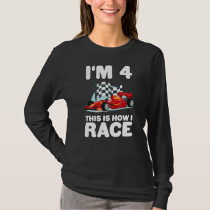 Camiseta Niños Carreras Coche 4º Cumpleaños 4 Cuatro Niños