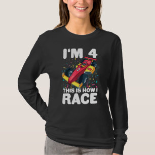 Camiseta Niños Carreras Coche 4º Cumpleaños 4 Cuatro Niños